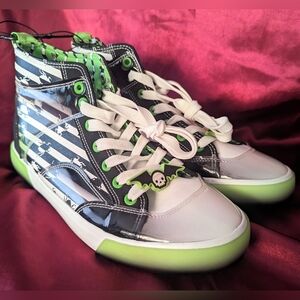 Beetlejuice 💚🖤 WB High Top Sneakers Shoes Green Black Unisex Size 8.5